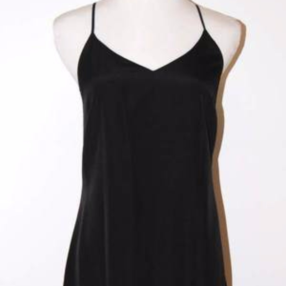 J. Crew black satin tank dress